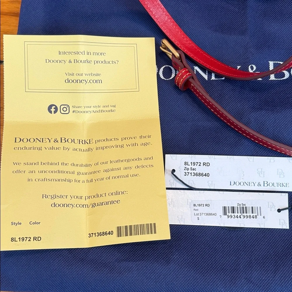 Dooney & Bourke Red Florentine Zip Sac - Picture 15 of 15